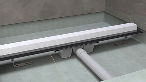 Installation du caniveau de sol au milieu de la pièce